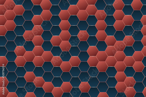 Abstract random gradient geometric honeycomb pattern background. Chaotic hexagonal surface polygons 2d vector illustration