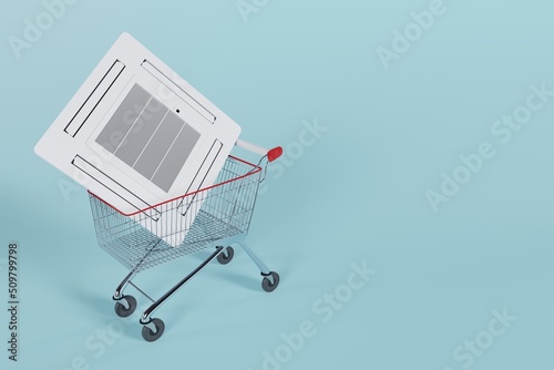 cassette air conditioner in a shopping cart 3d photo