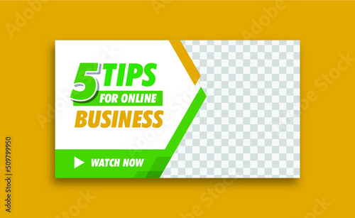 online business idea attractive youtube thumbnail vector graphic creative template design for video marketing agency