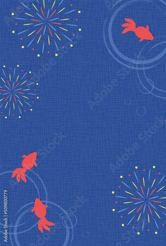 summer vector background with goldfish and fireworks for banners, cards, flyers, social media wallpapers, etc.