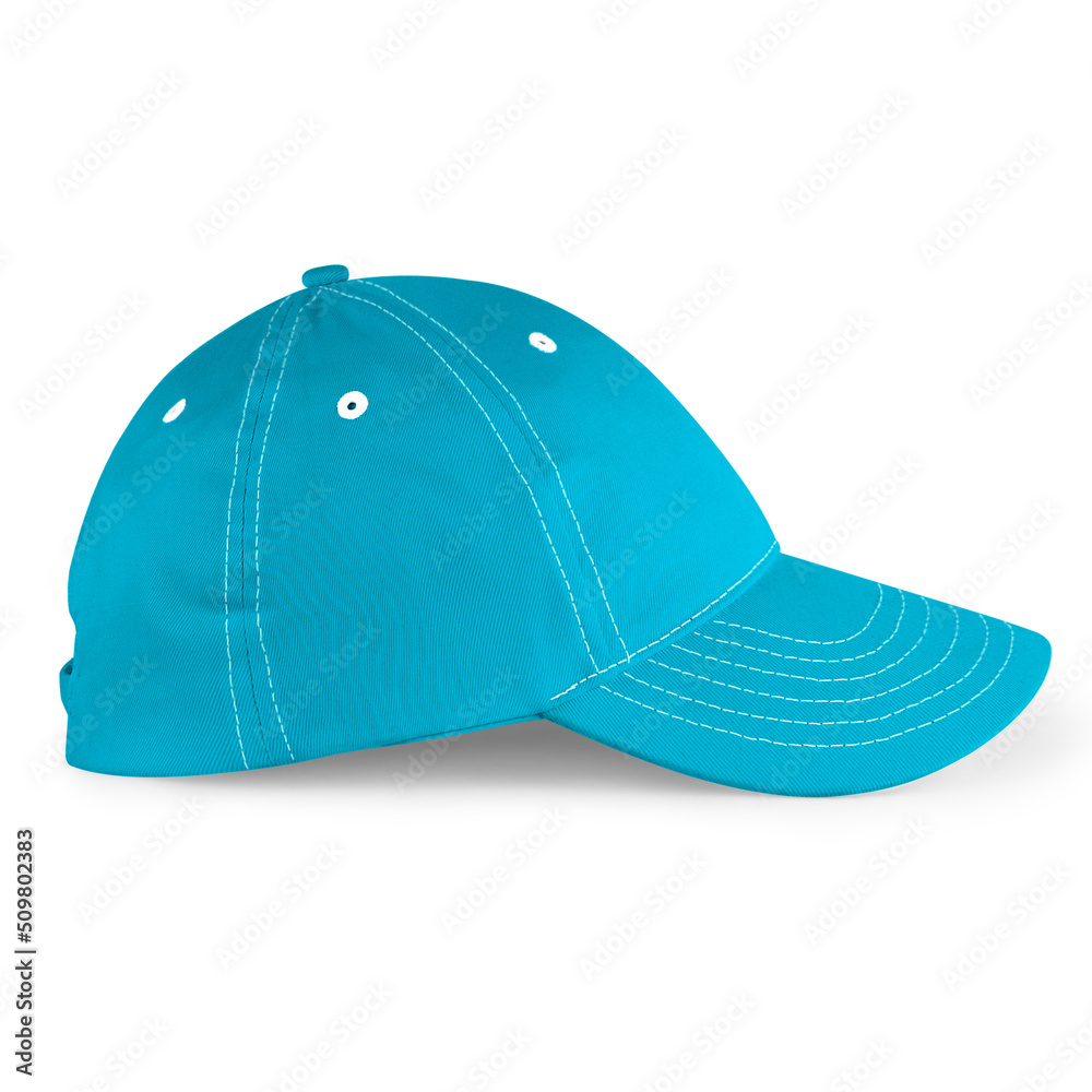 Get this Side View Stylish Sport Hat Mockup In Scuba Blue Color, to finish your design process
