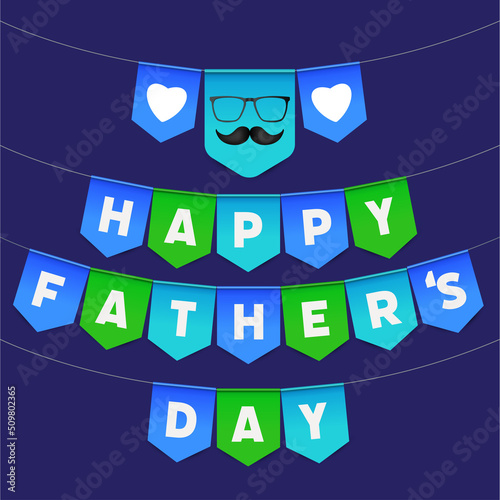 Father's Day banner as festive bunting with happy fathers day written on it