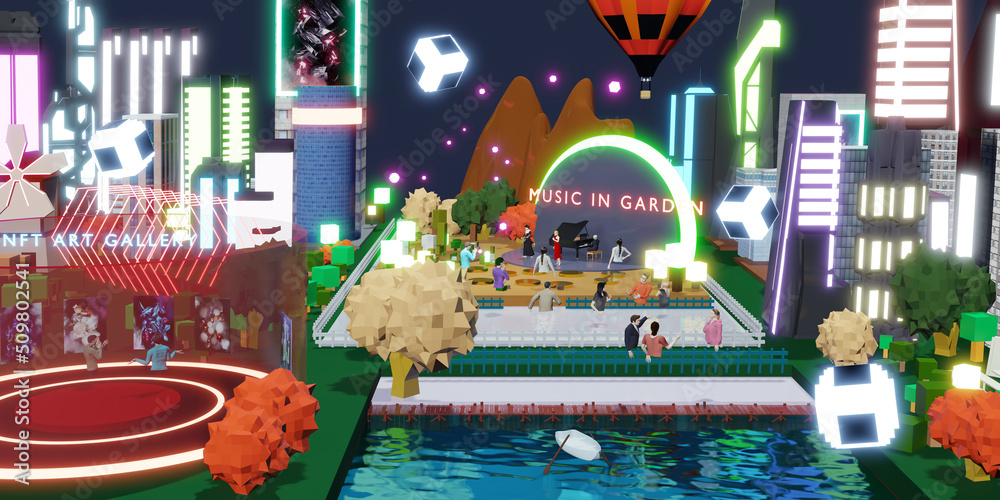 Avatars in the Metaverse World of the sandbox Land in the sandbox