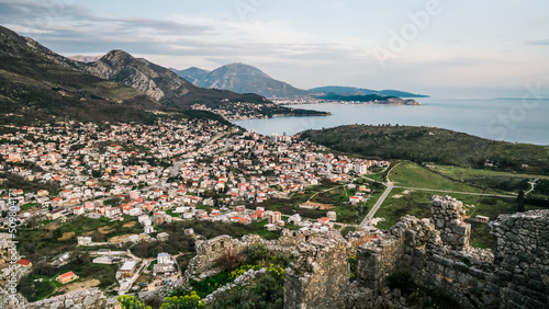 Medieval fortress, on the Montenegrin coast. View from the mountains on Sutomore in Montenegro. The dilapidated fortress Haj-Nehai.
Fortress in Sutomore Montenegro. View of the Adriatic Sea.