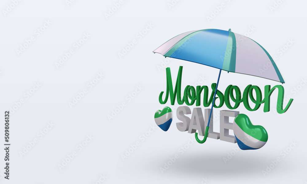 3d monsoon sale Sierra Leone flag rendering right view 3d monsoon sale Sierra Leone flag rendering right view