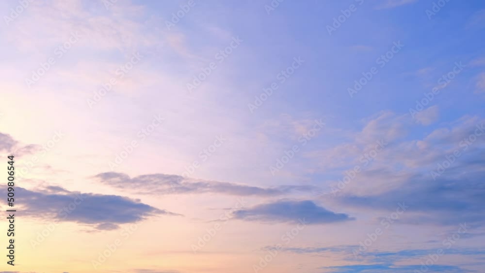 4K Time lapse of colorful sky during beautiful sunrise. Romantic clouds. Summer sky
4K Time lapse of colorful sky during beautiful sunrise. Romantic clouds. Summer sky