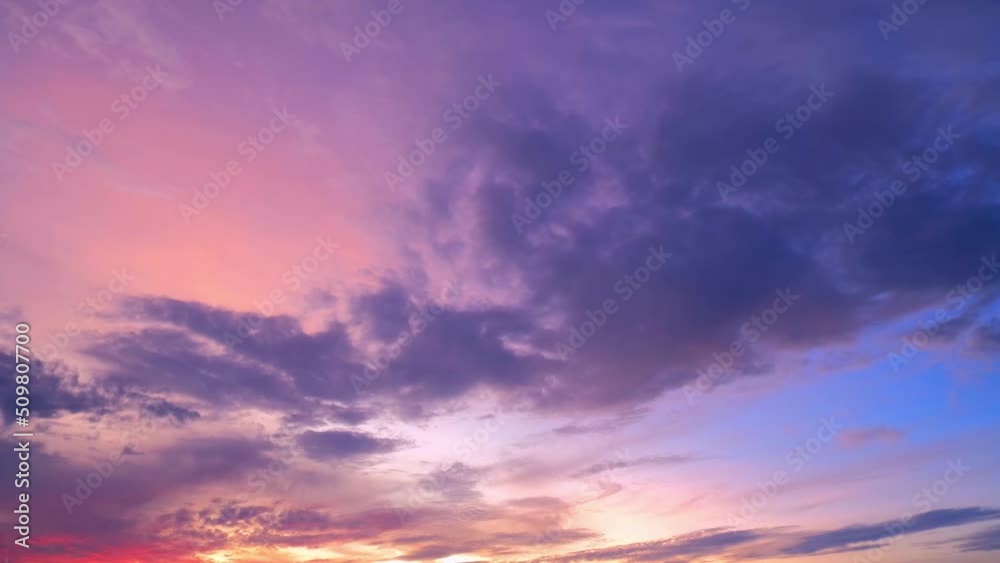 4K Time lapse of colorful sky during beautiful sunrise. Romantic clouds. Summer sky
4K Time lapse of colorful sky during beautiful sunrise. Romantic clouds. Summer sky