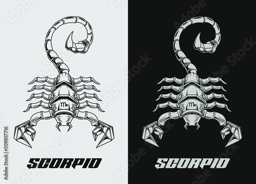 Zodiac astrology horoscope cards linear design vector illustrations. Meca and robotic symbols and icons of esoteric horoscope templates. Black and white line art. Eps 10.