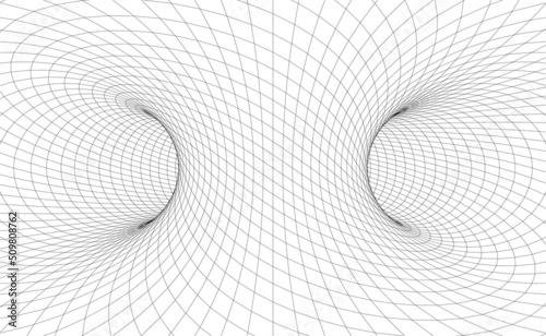 Vector illustration of a twitsted torus with wireframe. The structure resembles to the interior of a modern fusion generator with magnetic fields