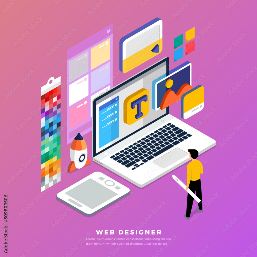 Isometric Design Concept Web Designer