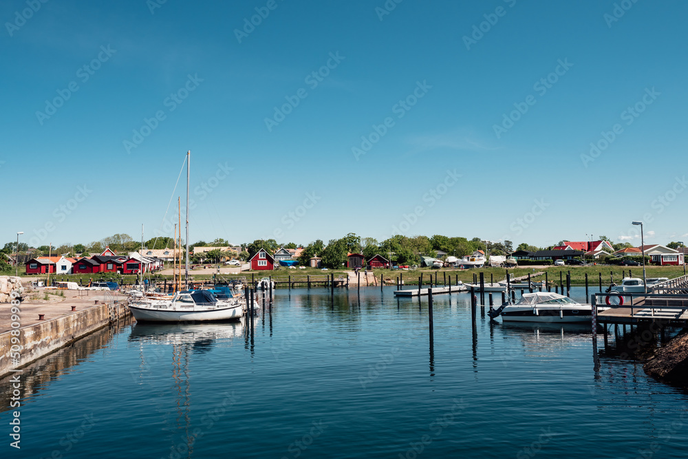 Rammsjostrands harbour on the Swedish West Coast is a popular tourist destination during summer season.