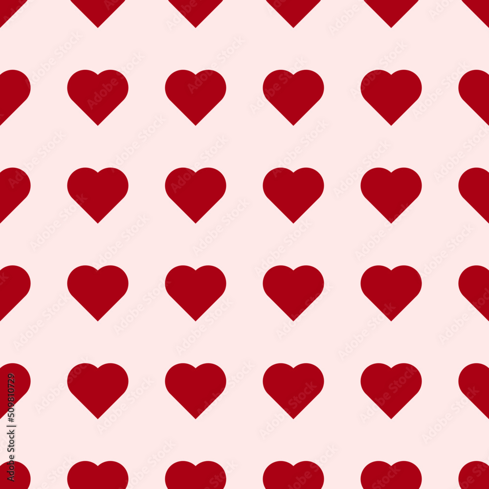 Seamless red heart pattern background. Vector illustration.
