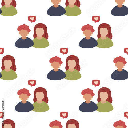 girlfriends couple pattern. valentines day seamless pattern.