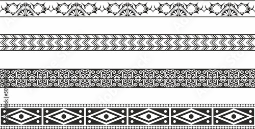 Photo Vector monochrome set of seamless indian national native american borders