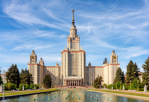 Moscow State University building in summer, Russia