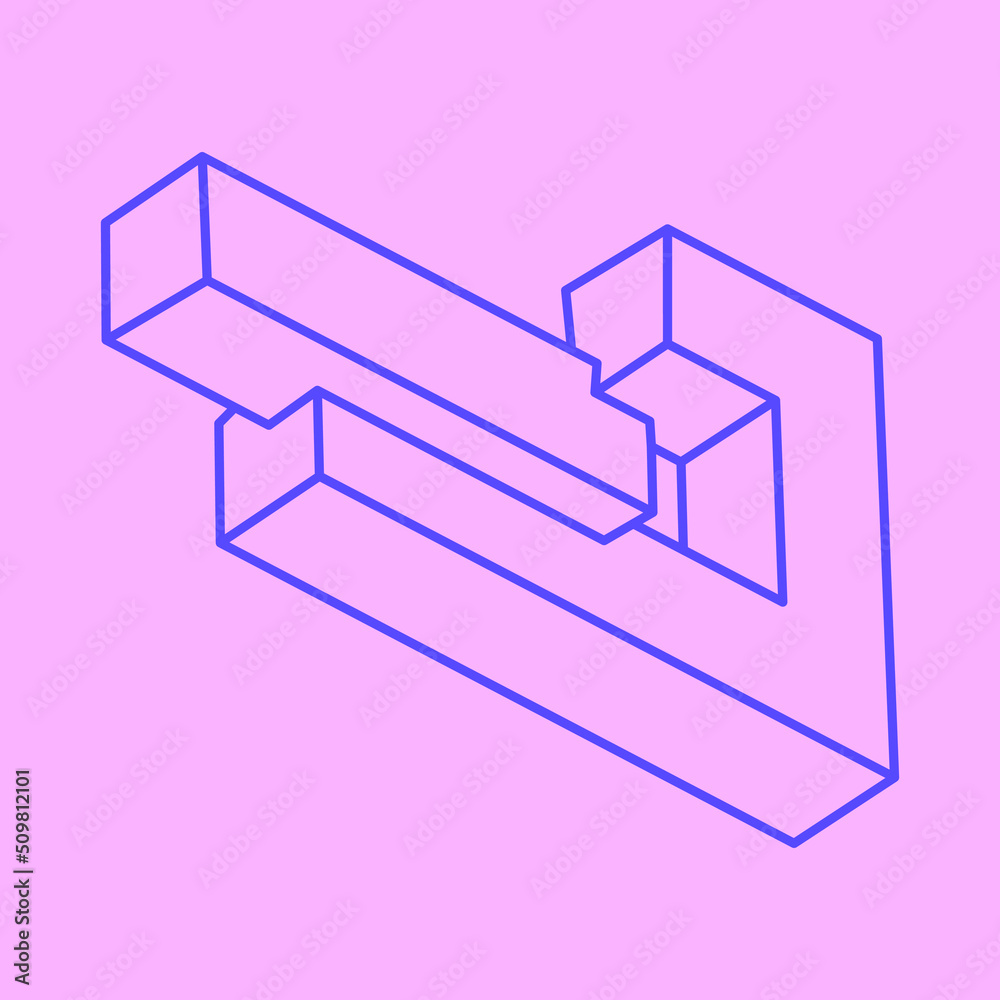 Impossible shapes. Sacred geometry figures. Optical illusion logo. Abstract eternal geometric object. Impossible endless outline. Line art. Optical art. Impossible geometry shape on a pink background. Impossible shapes. Sacred geometry figures. Optical illusion logo. Abstract eternal geometric object. Impossible endless outline. Line art. Optical art. Impossible geometry shape on a pink background.