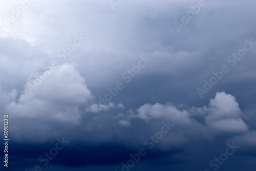 Heavy thundery blue clouds with rain and storm
