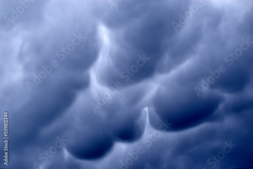 Heavy thunderstorm blue clouds Mammatus cloud