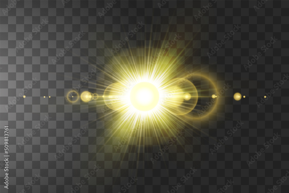 Fototapeta premium Vector transparent sunlight special lens flare light effect. Sun isolated on transparent background. Glow light effect