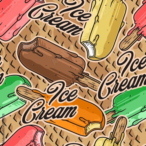 Ice cream seamless pattern colorful