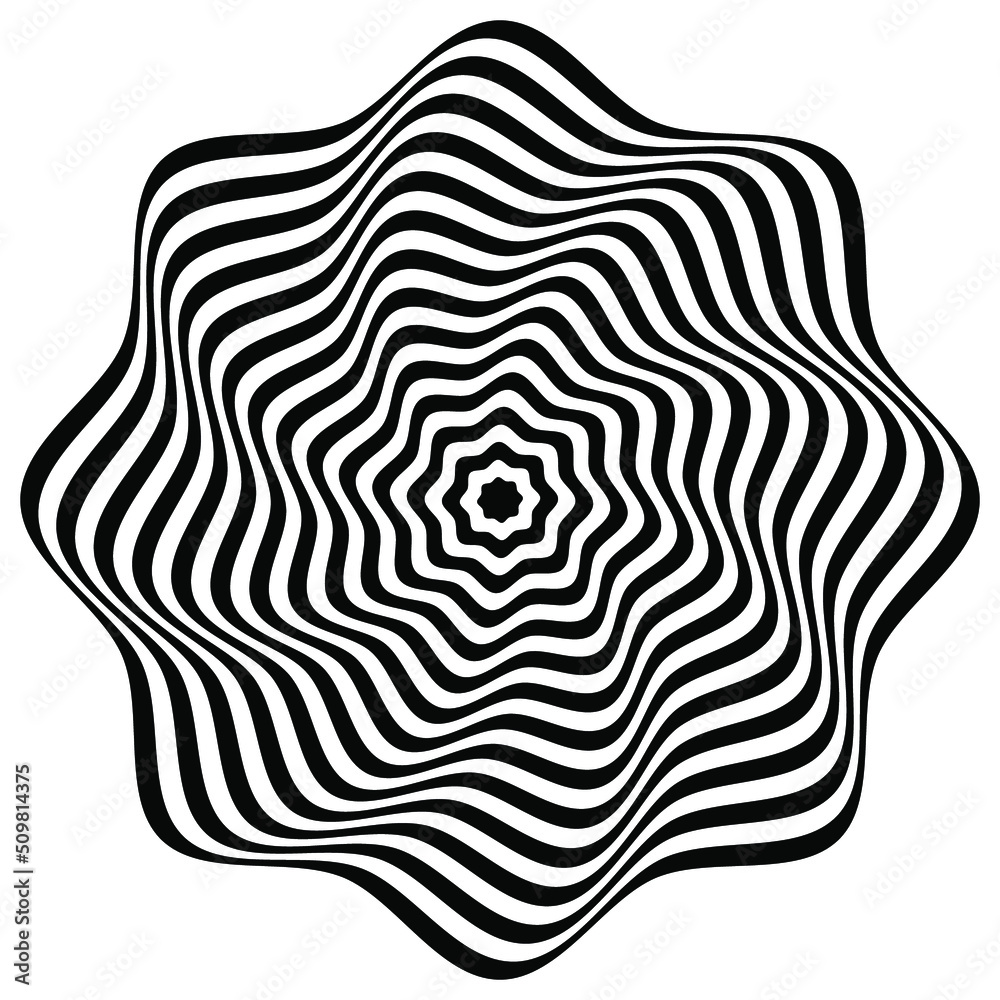 Optical illusions. Abstract striped with monochrome waves background. vector illustration