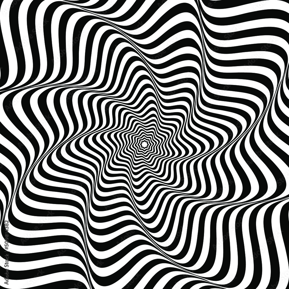 Optical illusions. Abstract striped with monochrome waves background. vector illustration