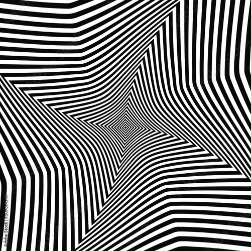 Black and white optical illusion. Abstract wavy stripes pattern