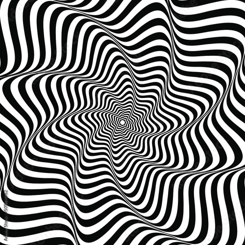 Optical illusions. Abstract striped with monochrome waves background. vector illustration