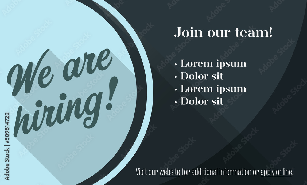Fototapeta premium job advertisement template for website or social media, job opportunities concept, vector illustration