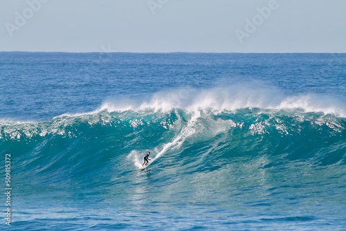 Canvas Print Surfer on a Huge Australian Wave