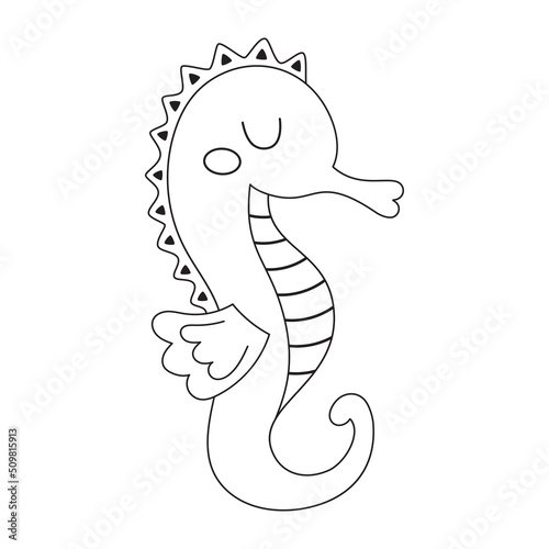 cute seahorse in silhouette isolated on white