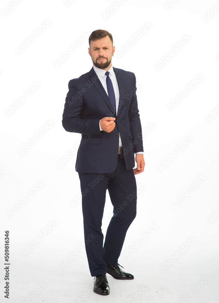 young businessman in a suit posing with different emotions on a white background in the studio isolated in full growth young businessman in a suit posing with different emotions on a white background in the studio isolated in full growth
