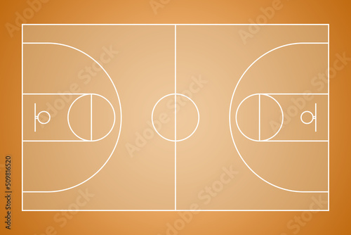 Basketball court limits. Top view from above from basketball field line.