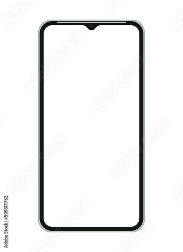 Smartphone mockup frameless blank screen frameless design. Mobile phone icon on white background vector illustration. Flat Icon Mobile Phone, Handphone. Smartphone mockup innovative future technology 