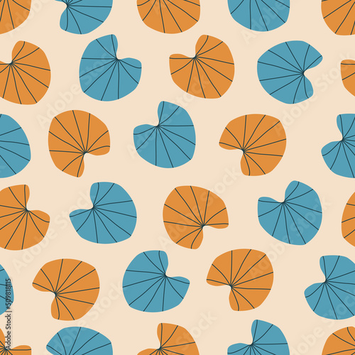 Colorful water lilies hand drawn vector illustration. Cute floral seamless pattern for kids fabric or wallpaper.