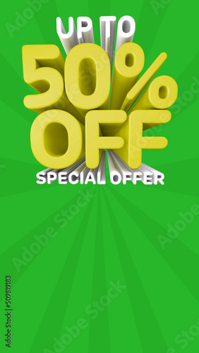 A beautiful 3d illustration with special offer discount for big sales.