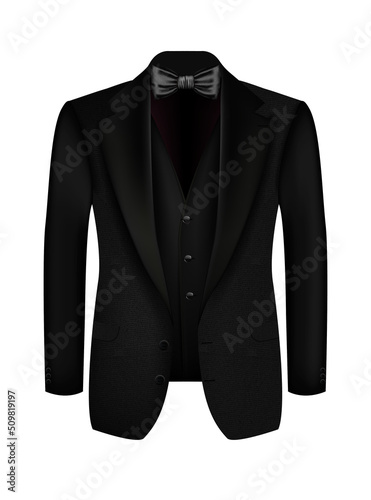 Vector realistic tuxedo background with bow Fototapet