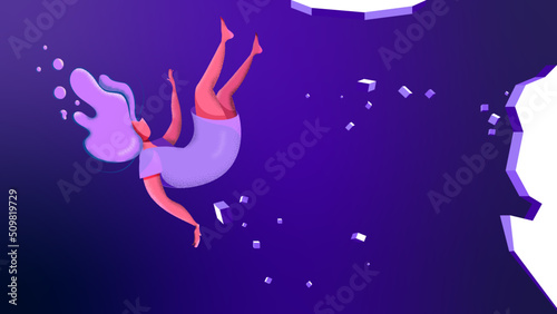 girl falling or flying in a dream