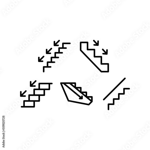 Downstairs Icon Set Vector Symbol Design Illustration