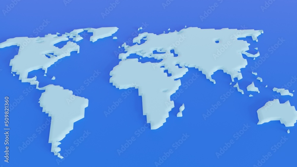 World Map 3d blue. 3d illustration.