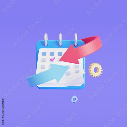 3D Icon, Payment Cycle Recurring Renewal Plan, Automatic recurring payments concept, 3d render illustration