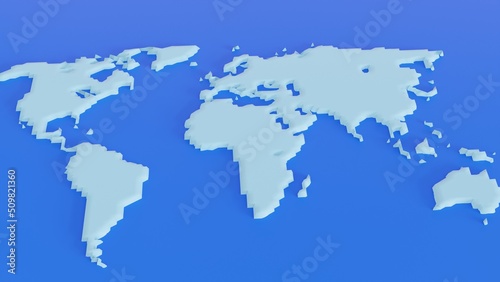 Fototapeta Naklejka Na Ścianę i Meble -  World Map 3d blue. 3d illustration.
