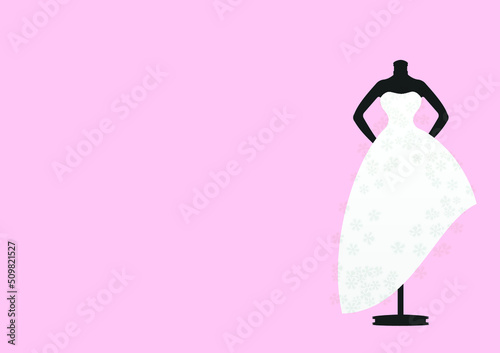 Pink Florals With White Evening Prom Dress Wedding Party Gowns For Women on mannequin in pink background