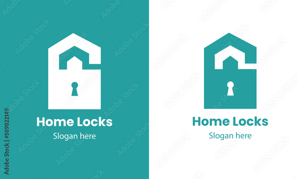 Home Locks Logo design inspiration isolated on white and blue background vector Home Locks Logo design inspiration isolated on white and blue background vector
