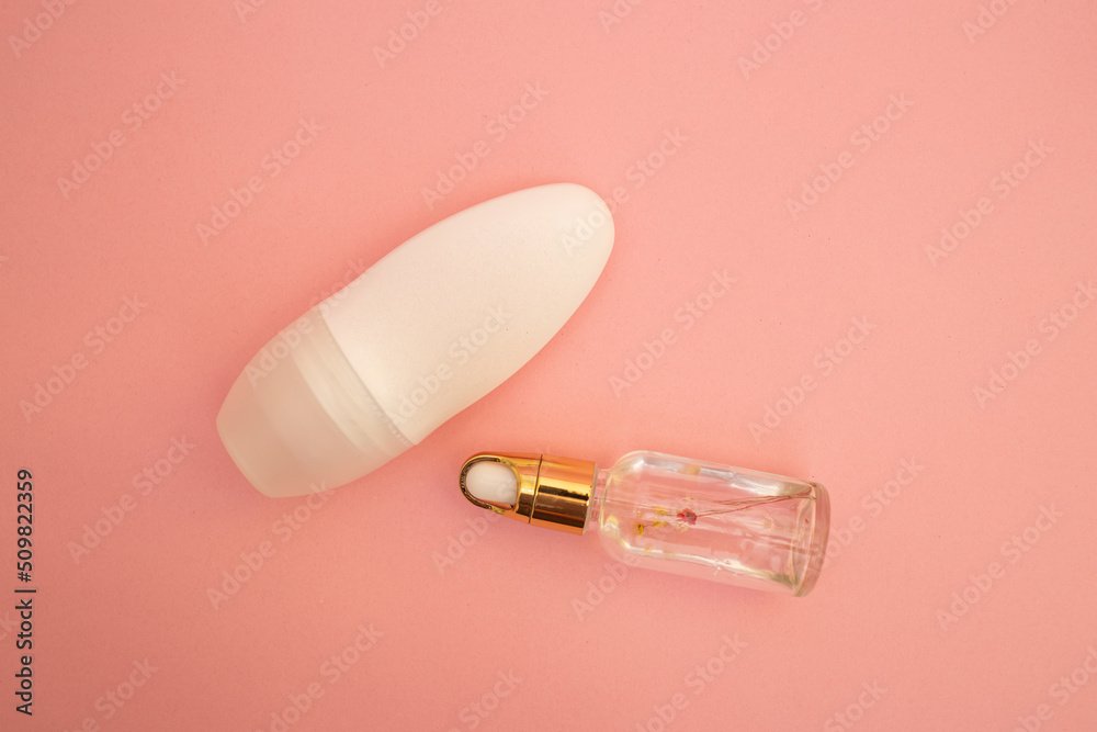 Roller deodorant antiperspirant on a pink background Roller deodorant antiperspirant on a pink background