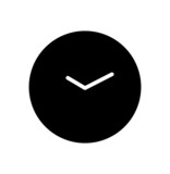 Round black wall clock icon. Black round clock symbol.