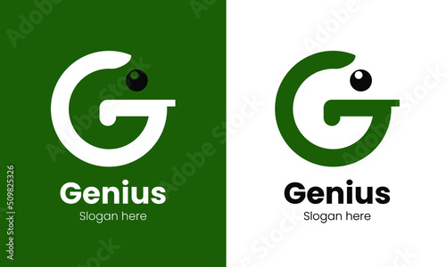 Genius Logo design inspiration isolated on white and green background vector