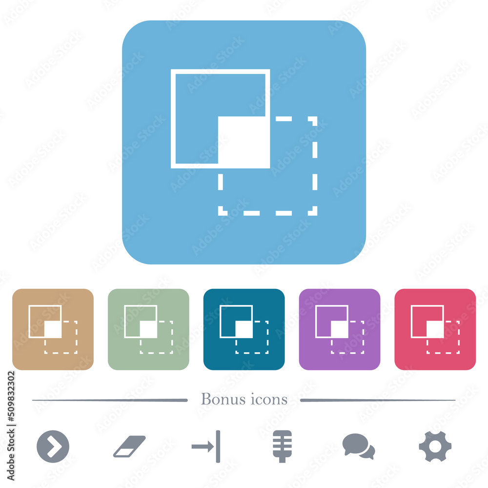 Clipping mask tool flat icons on color rounded square backgrounds Clipping mask tool flat icons on color rounded square backgrounds