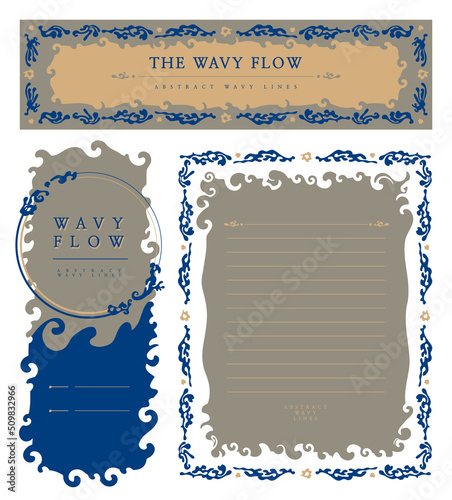 [Vector] Wavy flow theme design templates with abstract elements for banners, letters, etc. 