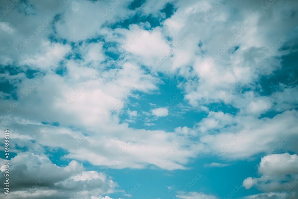 Panoramic fluffy cloud in the blue sky.